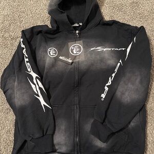 Black and Gray Hellstar Graphic Hoodie